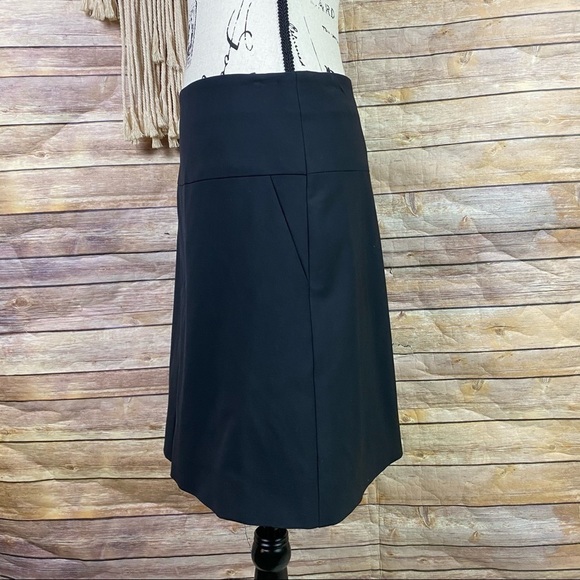 Coach | Classic Flat Front Inverted Pleated Wool Office-Wear Career Midi Skirt - Picture 3 of 8
